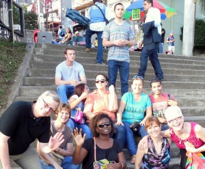 Team members enjoying the outdoor worship in Santo Domingo.